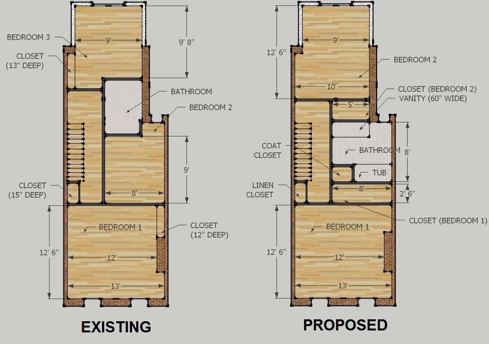 second floor existing and proposed